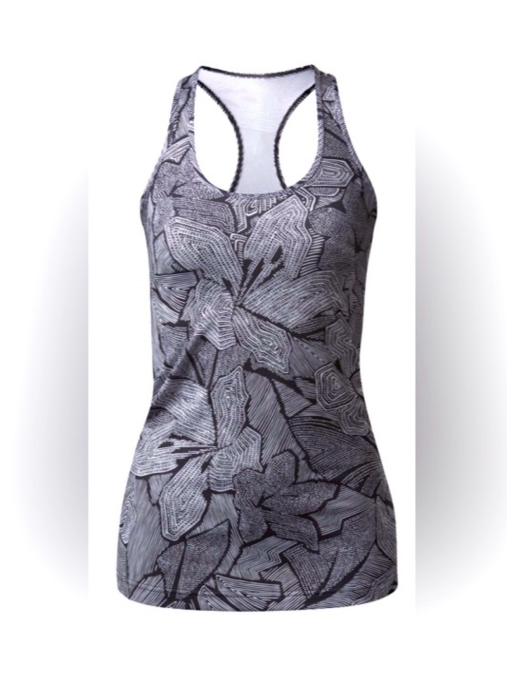 Lululemon Athletica Black & White Cool Racerback Tank Top Dottie Tribe Size 8 10